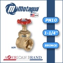 VALVULA COMPUERTA      VASTAGO FIJO MOTAQUA SERIE MFD PN10 ROSCADA H/H STD BRONCE A MOD. 1-1/4"