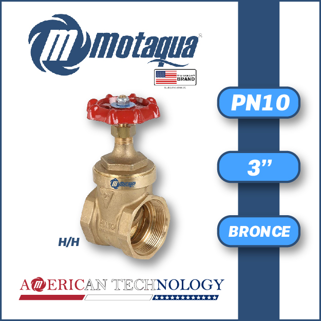 VALVULA COMPUERTA  VASTAGO FIJO MOTAQUA SERIE MFD WOG200 ROSCADA H/H STD PESADO  BRONCE A MOD.  3"