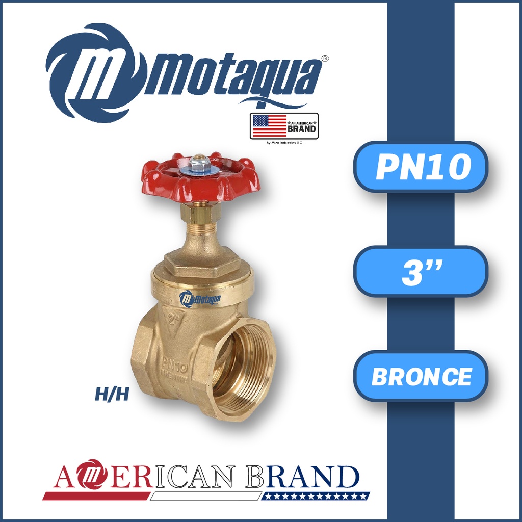 VALVULA COMPUERTA  VASTAGO FIJO MOTAQUA SERIE MFD WOG200 ROSCADA H/H STD PESADO  BRONCE A MOD.  3"