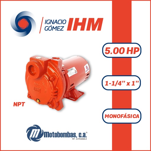 [5065IHM-TE50R12M050C-BF13] BOMBA MONOBLOCK MF IHM TURBILINE TE-500MW 5,00HP 1PH 110-220V 60Hz 3600RPM DOL 1-1/4" X 1" NPT