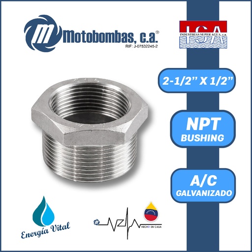 [3825ISA-8500230651] REDUCCION A/C GALVANIZADA ROSCADA SERIE VAR MOD. BUSHING   2-1/2" X  1/2"
