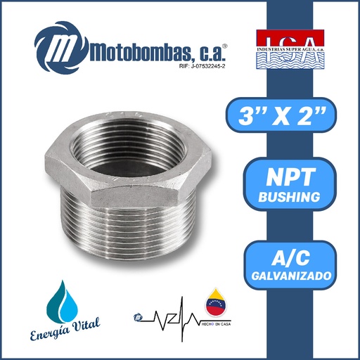 [3825ISA-8500230762] REDUCCION A/C GALVANIZADA ROSCADA SERIE VAR MOD. BUSHING  3" X 2"