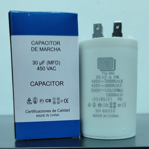 [6584VAR-TQ-BM-450V-030] CAPACITOR DE MARCHA TQ MOD. 30uF 450V