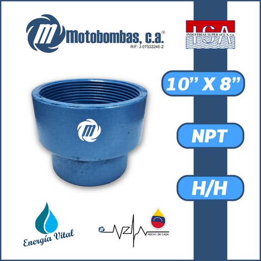 [3993ISA-COPA0R080H100H-ACERO] REDUCCION A/C ROSCADA SERIE ISA MOD. H/H 10" X 8"