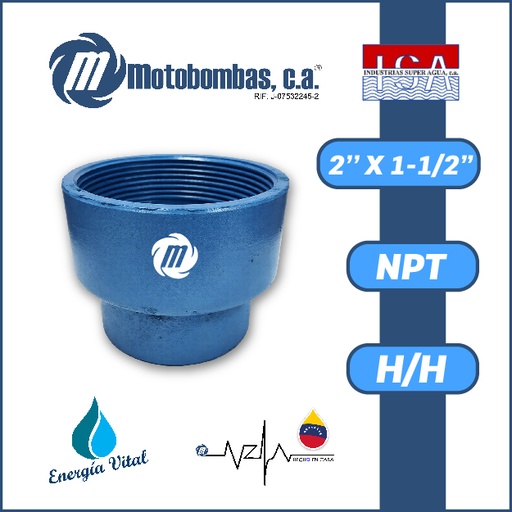 [3993ISA-COPA0R015H020H-ACERO] REDUCCION A/C ROSCADA SERIE ISA MOD. H/H  2" X 1-1/2"