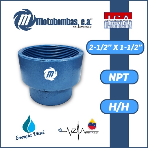 [3993ISA-COPA0R015H025H-ACERO] REDUCCION A/C ROSCADA SERIE ISA MOD. H/H  2-1/2" X 1-1/2"