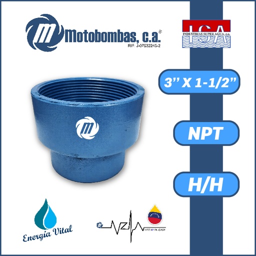 [3993ISA-COPA0R015H030H-ACERO] REDUCCION A/C ROSCADA SERIE ISA MOD. H/H  3" X 1-1/2"