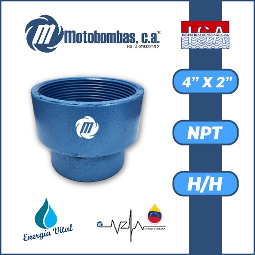 [3993ISA-COPA0R020H040H-ACERO] REDUCCION A/C ROSCADA SERIE ISA MOD. H/H  4" X 2"