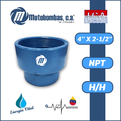[3993ISA-COPA0R025H040H-ACERO] REDUCCION A/C ROSCADA SERIE ISA MOD. H/H  4" X 2-1/2"