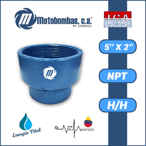 [3993ISA-COPA0R020H050H-ACERO] REDUCCION A/C ROSCADA SERIE ISA MOD. H/H  5" X 2"
