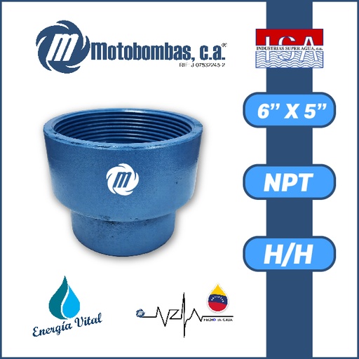 [3993ISA-COPA0R050H060H-ACERO] REDUCCION A/C ROSCADA SERIE ISA MOD. H/H  6" X 5"