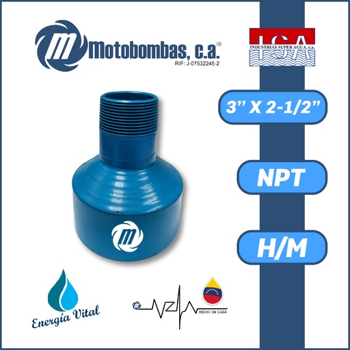 [3983ISA-COPA0R025M030H-ACERO] REDUCCION A/C ROSCADA SERIE ISA MOD. H/M  3" X 2-1/2"