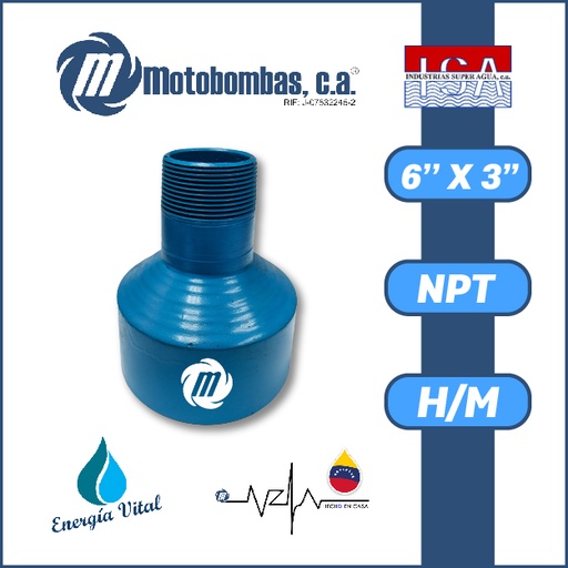 [3983ISA-COPA0R030M060H-ACERO] REDUCCION A/C ROSCADA SERIE ISA MOD. H/M  6" X 3"