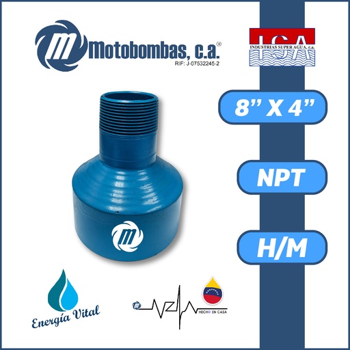 [3983ISA-COPA0R040M080H-ACERO] REDUCCION A/C ROSCADA SERIE ISA MOD. H/M  8" X 4"