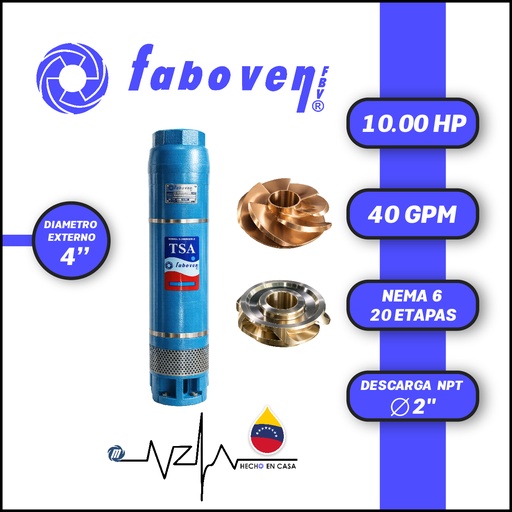 [5503FBV-010004L20BX000-BF01] CUERPO SUMERGIBLE FABOVEN  4" SERIE TSA MOD. 01004L20BX0   40GPM  10,00HP 20ET 2"NPT NEMA6               