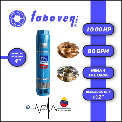 [5503FBV-010004M14AX000-BF01] CUERPO SUMERGIBLE FABOVEN  4" SERIE TSA MOD. 01004M14AX0   80GPM  10,00HP 14ET 2"NPT NEMA4               