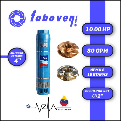 [5503FBV-010004M15BX000-BF01] CUERPO SUMERGIBLE FABOVEN  4" SERIE TSA MOD. 01004M15BX0   80GPM  10,00HP 15ET 2"NPT NEMA6               