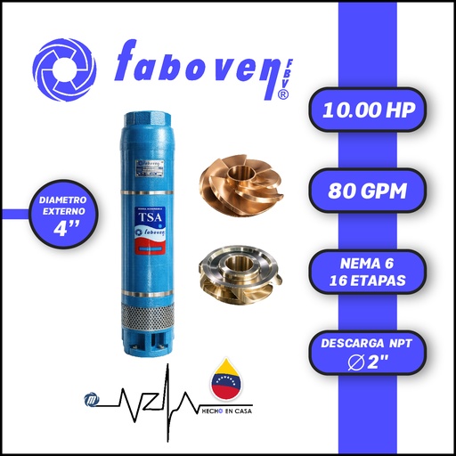 [5503FBV-010004M16BX000-BF01] CUERPO SUMERGIBLE FABOVEN  4" SERIE TSA MOD. 01004M16BX0   80GPM  10,00HP 16ET 2"NPT NEMA6               