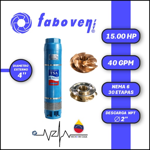 [5503FBV-015004L30BX000-BF01] CUERPO SUMERGIBLE FABOVEN  4" SERIE TSA MOD. 01504L30BX0   40GPM  15,00HP 30ET 2"NPT NEMA6               