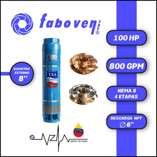 [5523FBV-100008L04PX000-BF01] CUERPO SUMERGIBLE FABOVEN  8" SERIE TSA MOD. 10008L04PX0  800GPM 100,00HP 04ET 6"NPT NEMA8               
