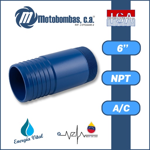 [3875ISA-8500310100] NIPLE ESPIGA P/ MANGUERA A/C ASTM A53 SCH 40 SERIE ISA MOD.  6"