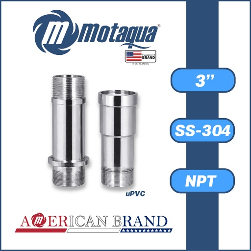 [5955MKD-ADAPSUPINSS300-SS304] ADAPTADOR COLUMNA uPVC MOTAQUA MKD TOP-BOTTON 3" SS-304