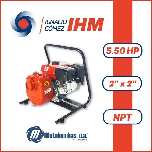 [5065IHM-GS50R2000550-AL13] BOMBA MONOBLOCK AUTOCEBANTE IHM GASOLINA  GS 50/168F HIERRO IHM KATSU   5,50HP 3600RPM 2" X 2" NPT