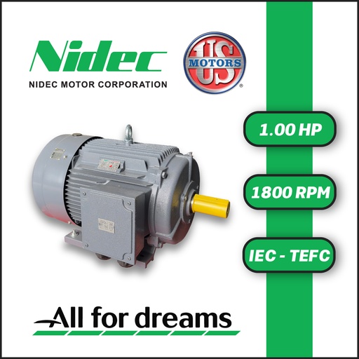 [7905USM-5US001043T080M2-0AI1] MOTOR HORIZONTAL   1,00HP 1800RPM US MOTORS MELC075E2M / ELC102S 3PH 220-440V 4P SF 1,15 9W DOL 80M2 TEFC IEC-IE2 CI