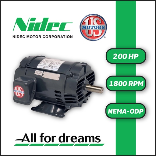 [7905USM-5US200046T00445-0AI1] MOTOR HORIZONTAL 200,00HP 1800RPM US MOTORS D200P2FS 3PH 460V 4P SF 1,15 9W DOL 445 1S ODP CI