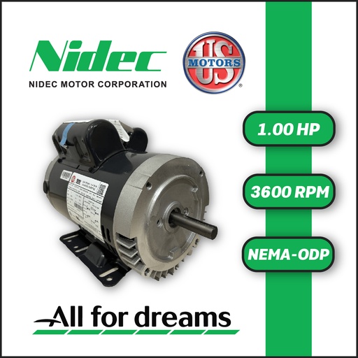 [7905USM-5US001020M056HC-0AI1] MOTOR HORIZONTAL MF 1,00HP 3600RPM US MOTORS D1CP1PHC 1PH 115/208-230V 2P 60HZ SF 1,15 3W 56HC ODP NEMA RS BASE RIGIDA BRIDA C FACE