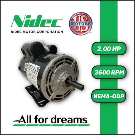 [7905USM-5US002021M0056H-1AI1] MOTOR HORIZONTAL 2,00HP 3600RPM US MOTORS D2CP1PH 1PH 115-230V 2P SF 1,15 3W DOL 56H ODP NEMA CI