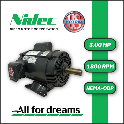 [7905USM-5US003041M0184T-0AI1] MOTOR HORIZONTAL T  3,00HP 1800RPM US MOTORS D3C2P18 1PH 115-230V 4P SF 1,15 3W DOL 184T ODP NEMA CI