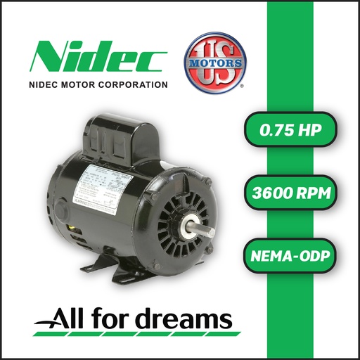 [7905USM-5US000720M0056H-0AI1] MOTOR HORIZONTAL MF US MOTORS 0,75HP 3600RPM D34CP1PH 1PH 115/208-230V 2P 60HZ SF 1,15 3W 56H ODP NEMA CI