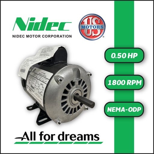 [7905USM-5US000540M00048-0AI1] MOTOR HORIZONTAL US MOTORS 0,50HP 1800RPM C55KTL2125ME2N 1PH 115/208-230V 4P 60HZ SF 1,15 3W DOL 48 ODP NEMA CI BASE RIGIDA