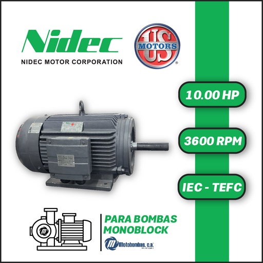 [7705USM-T25US010023T01325-0AI1] MOTOR HORIZONTAL TF JM2P  10,00HP 3600RPM US MOTORS MNCC7E1M CCD125SH 3PH 220-440V 2P 132S-34D