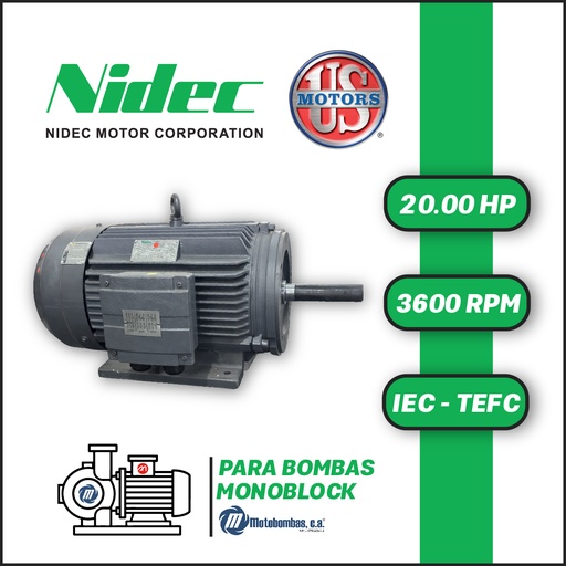 [7705USM-T25US020023T0160M-0AI1] MOTOR HORIZONTAL TF JM2P  20,00HP 3600RPM US MOTORS MNCC15E1M CCD134SH 3PH 220-440V 2P 160M-34D