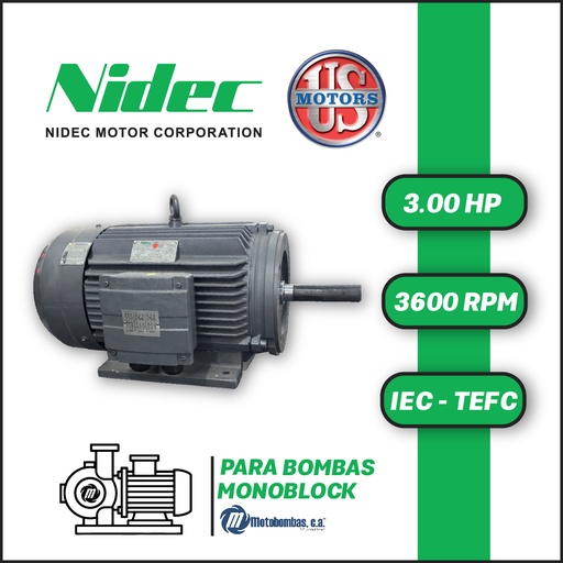 [7705USM-T25US003023T0090S-0AI1] MOTOR HORIZONTAL TF JM2P   3,00HP 3600RPM US MOTORS MCCD2E1M / CCD110S 3PH 220-440V 2P 90S-140TF JM2P