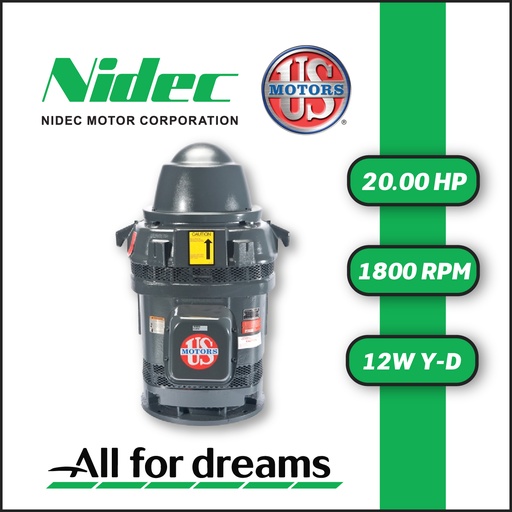 [7605USM-0200] MOTOR VHS     20,00HP 1800RPM US MOTORS HO20P2RL 3PH 220-440V 4P SF 1,15 12W Y-D 256TPH WP1 HT NRR CI