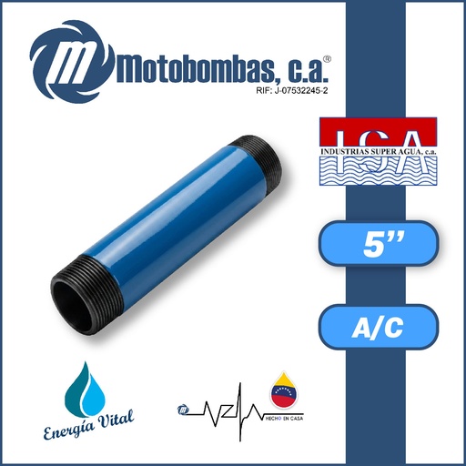 [3963ISA-NIPLER050M040L-ACERO] NIPLE 1 MTS 5" ACERO AL CARBONO ASTM A53 SCH 40