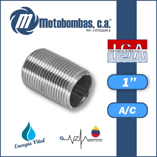 [3963ISA-NIPLER010M000L-ACERO] NIPLE CORRIDO A/C ASTM A53 SCH 40 SERIE ISA MOD.   1"