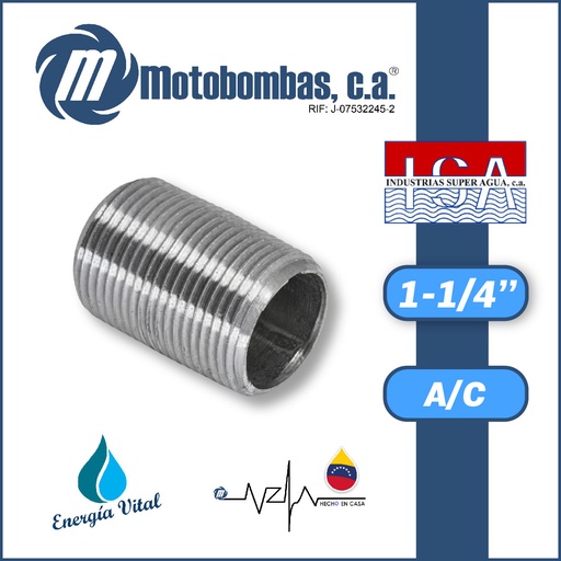 [3963ISA-NIPLER012M000L-ACERO] NIPLE CORRIDO A/C ASTM A53 SCH 40 SERIE ISA MOD.   1-1/4"