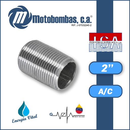 [3963ISA-NIPLER020M000L-ACERO] NIPLE CORRIDO A/C ASTM A53 SCH 40 SERIE ISA MOD.  2"