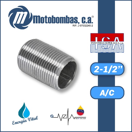 [3963ISA-NIPLER025M000L-ACERO] NIPLE CORRIDO A/C ASTM A53 SCH 40 SERIE ISA MOD.  2-1/2"
