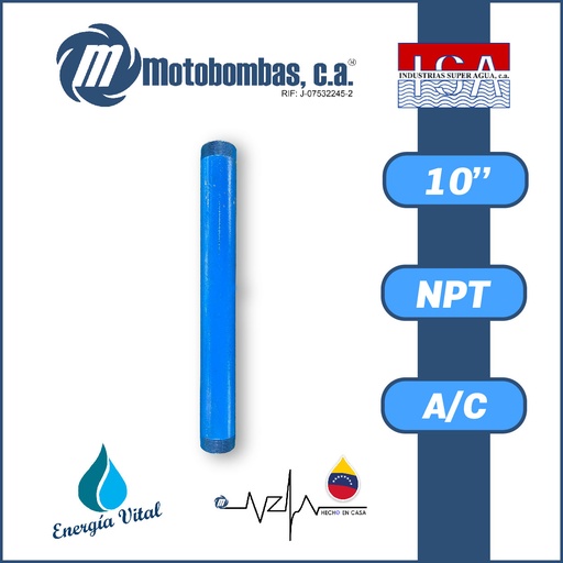 [3963ISA-NIPLER100M030L-ACERO] NIPLE LARGO 0,4 A 0,8 MTS 10" ACERO AL CARBONO ASTM A53 SCH 40