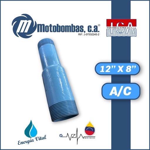 [3973ISA-NIPLER080M120M-ACERO] NIPLE REDUCIDO ACERO AL CARBONO 12" X 8"