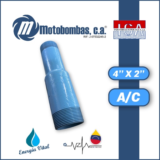 [3973ISA-NIPLER020M040M-ACERO] NIPLE REDUCIDO ACERO AL CARBONO 4" X 2"