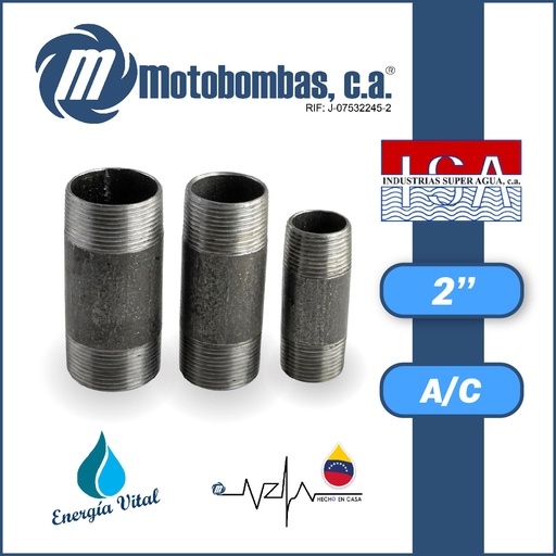 [3963ISA-NIPLER020M060L-ACERO] NIPLE SEMI CORRIDO A/C ASTM A53 SCH 40 SERIE ISA MOD.  2"