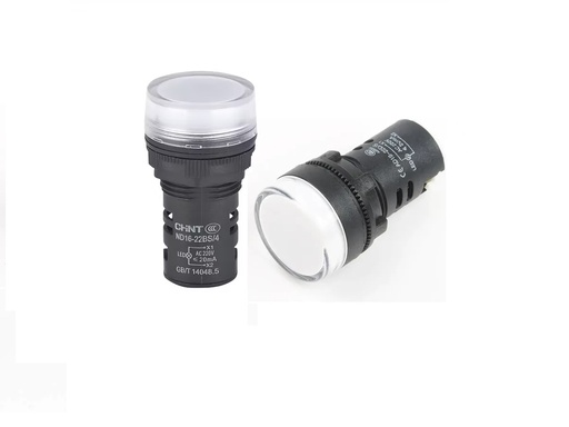 [6335CHT-ND16 - 22CS/4 W] PILOTO LUMINOSO LED  MARCA  CHINT  MOD. ND16-22   COLOR BLANCO  220V  22MM