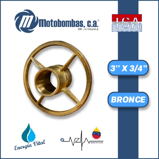 [3633ISA-0080020402] PORTACHUMACERA 3" X 3/4" BRONCE