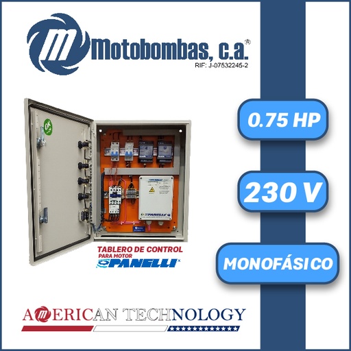 [6013MDE-PP008CON3XN230-MI55] TABLERO DE CONTROL Y POTENCIA P/MOTOR PANELLI MF SERIE MDE MOD. TAM007    0,75HP 1PH/230V